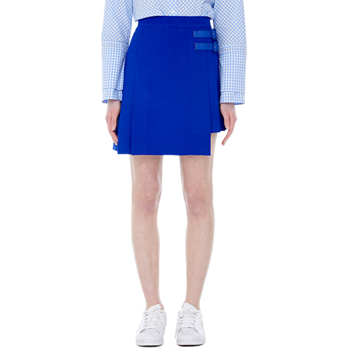 double belt miniskirt - blue