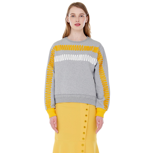zigzag embroidery sweatshirts - gray