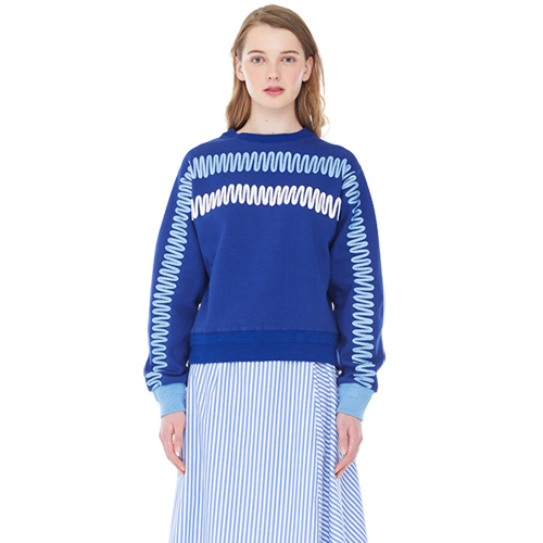 zigzag embroidery sweatshirts - blue