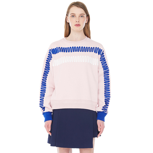 zigzag embroidery sweatshirts - pink