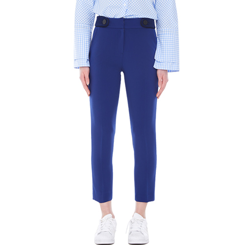 belted slim pants - blue