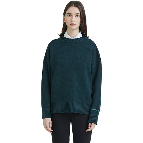 embroideried cuffs sweater - green