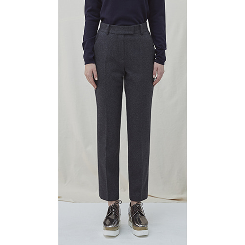 Embroidered Wool Pants - charcoal