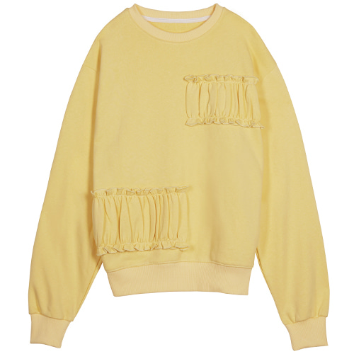 Partial Shirring Sweatshirts - yellow