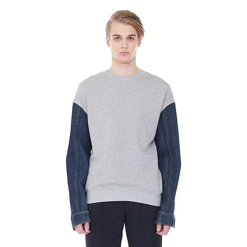denim sleeve sweatshirts - gray