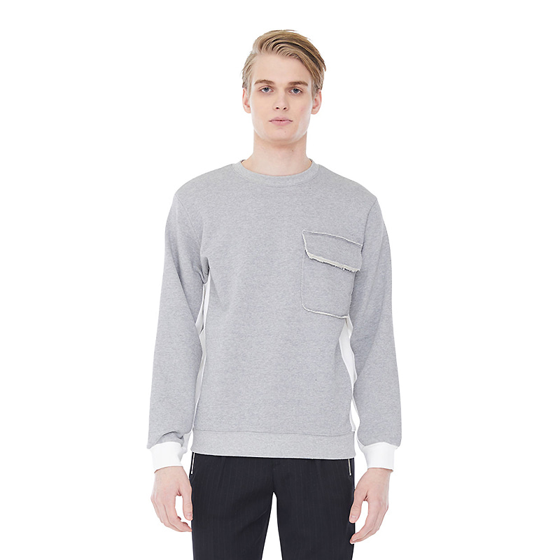 rip hem lined sweatshirts - gray