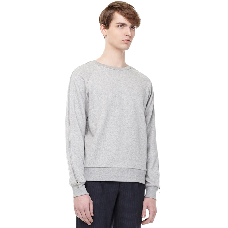 Zip Trim Sweatshirts - Gray