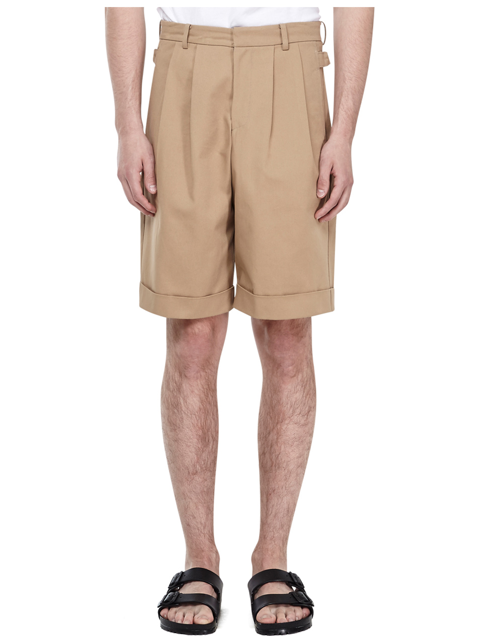 Two Tuck Wide Shorts - Baige