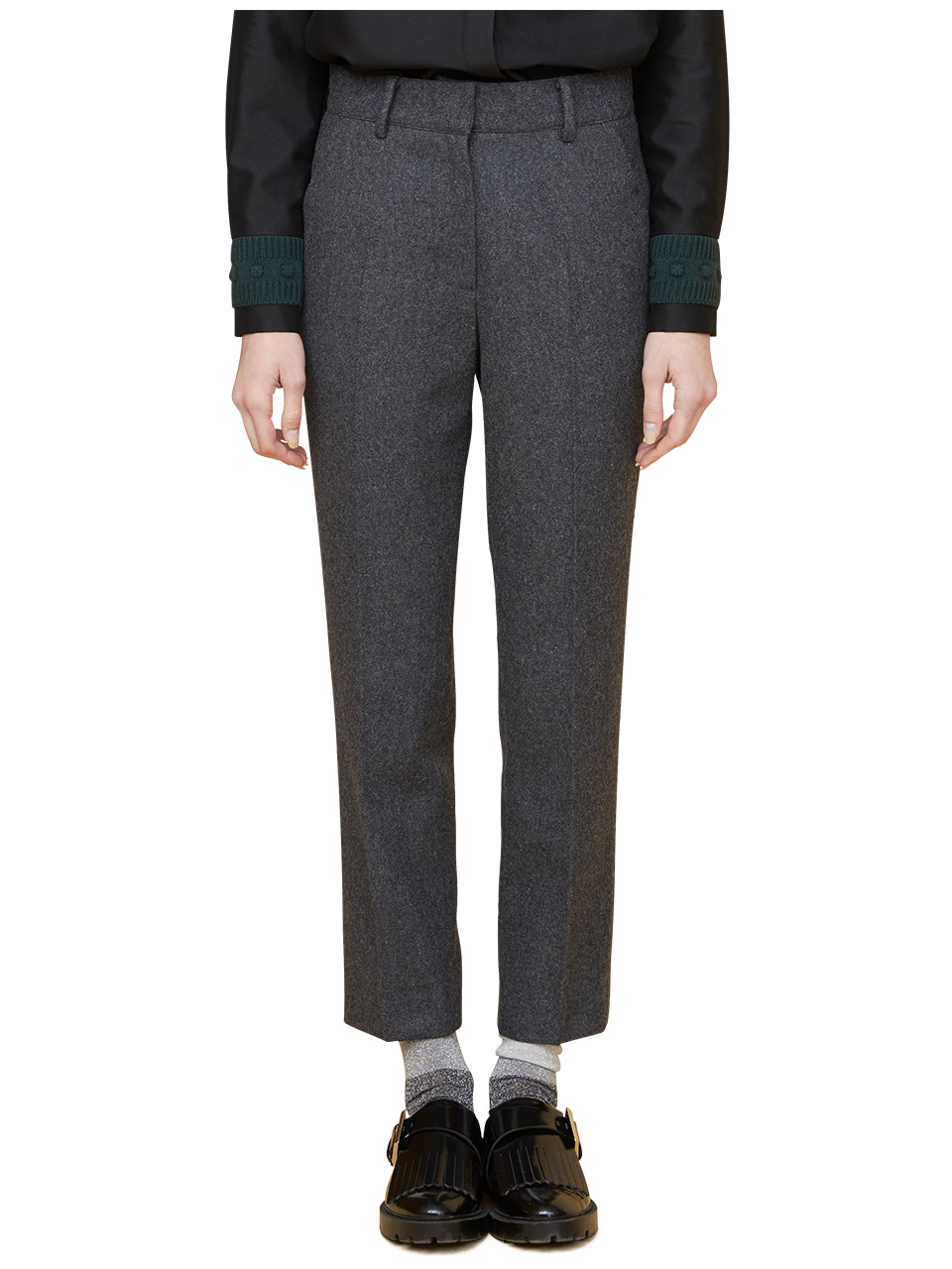 initials patch wool pants - gray