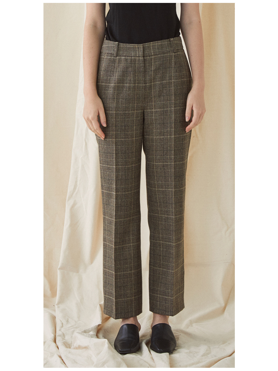 Check Slim Trousers - brown