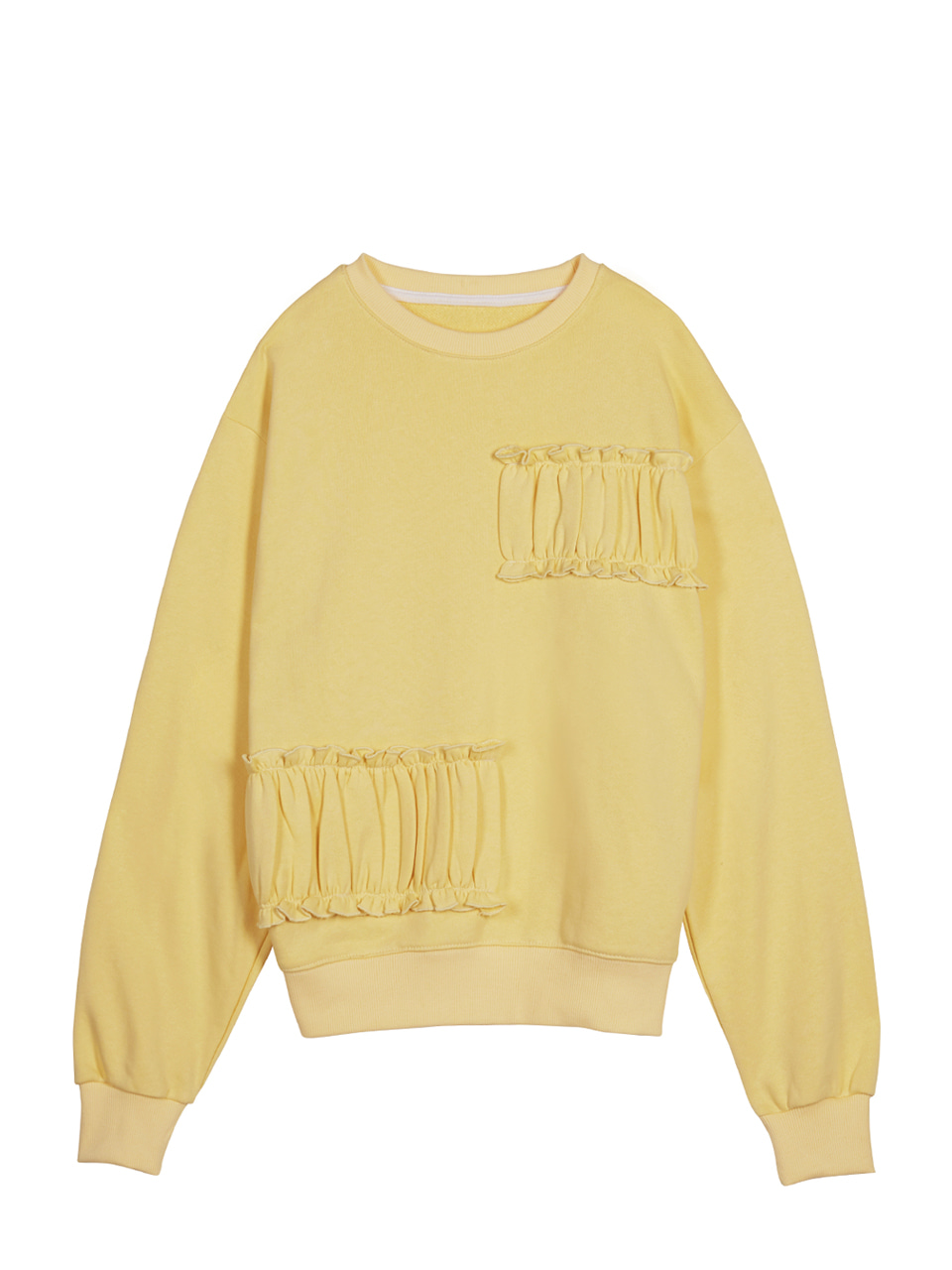 Partial Shirring Sweatshirts - yellow