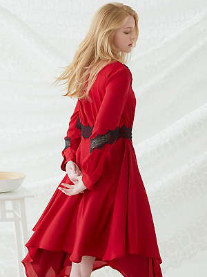 [아이유 착용]Lace Tag Dress - Red