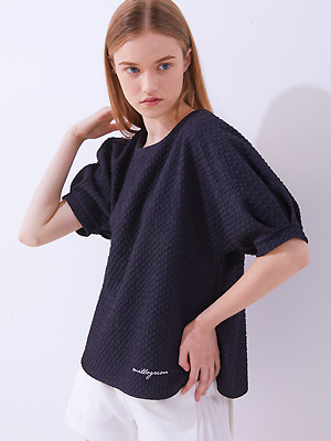 Double Faced Ripple Blouse - Navy