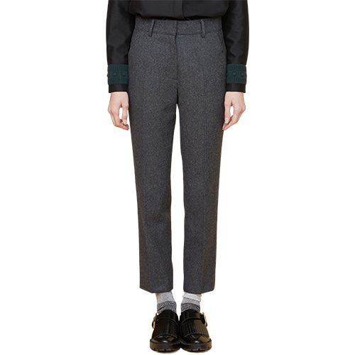 initials patch wool pants - gray