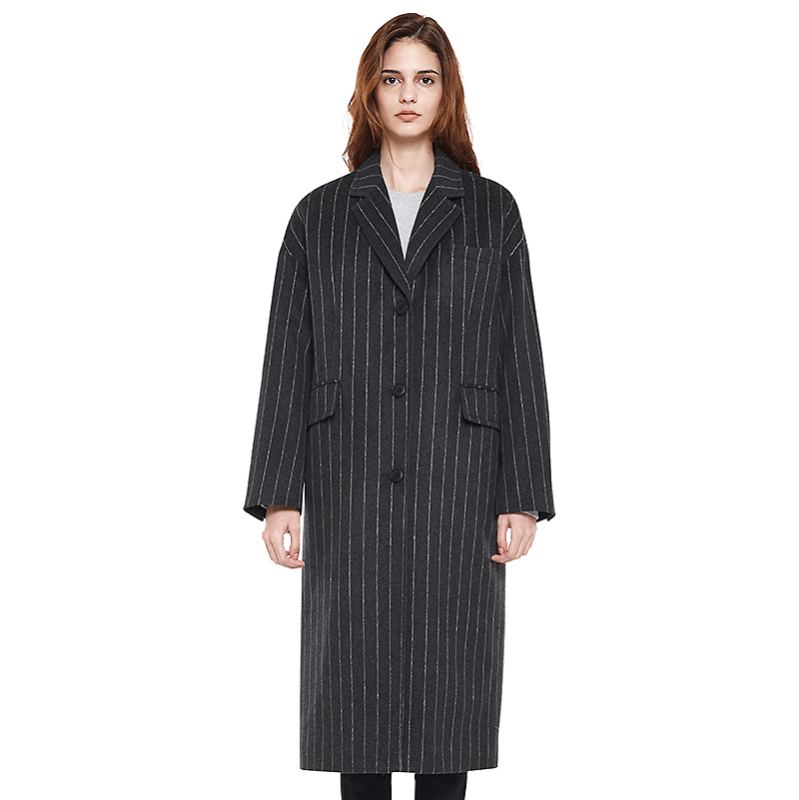 over fit stripe coat - charcoal