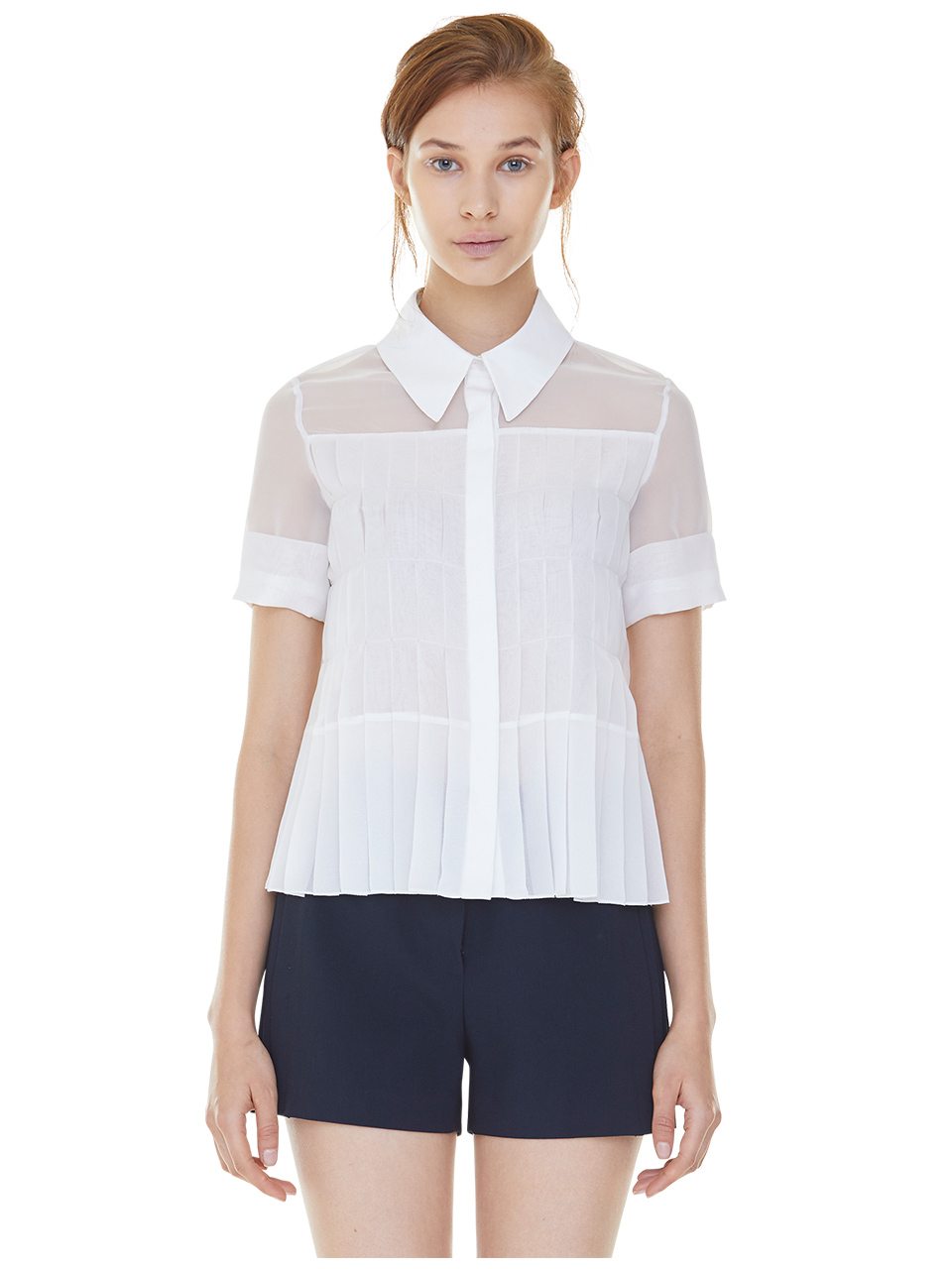 full pleats blouse - white