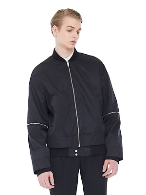 Overlap bomber jacket(Men) - Black
