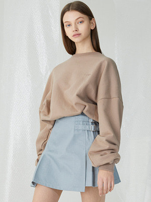 Double Belt Pile Miniskirt - Light Gray