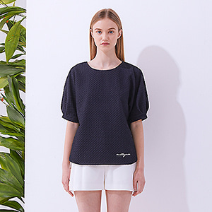 Double Faced Ripple Blouse - Navy